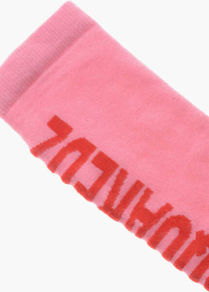 Sosete DSQUARED2 Long Cotton Socks With Contrast Logo Pink Fete (BM 19708892) 2