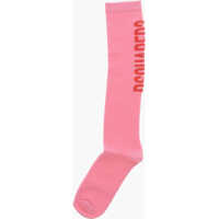 Sosete pentru Fete - Sosete DSQUARED2 Cotton Long Socks With Contrasting Logo Pink Fete (BM 19708892) - B-mall.ro