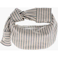 Genti de mana Striped Leather Hobo Bag With Bow Femei