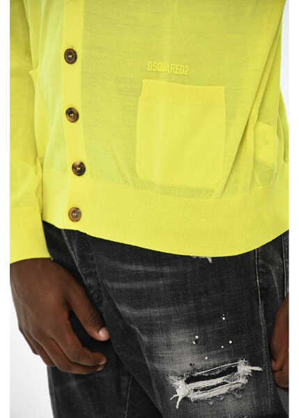 Cardigane DSQUARED2 Virgin Wool V-Neck Cardigan Yellow Barbati (BM 19708910) 3