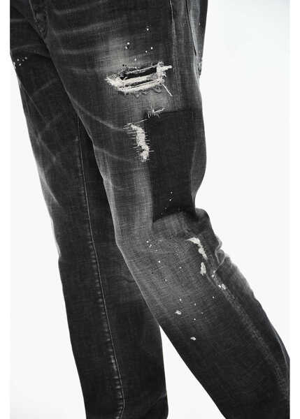 Blugi drepti DSQUARED2 High Waisted Vintage Effect Jeans Black Barbati (BM 19708913) 2