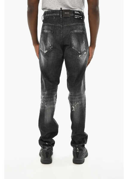 Blugi drepti DSQUARED2 High Waisted Vintage Effect Jeans Black Barbati (BM 19708913) 4