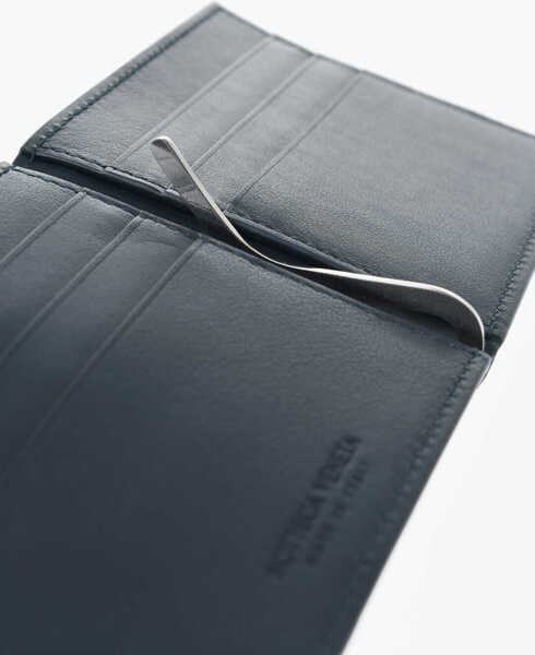 Portofele Bottega Veneta Braided Letaher Wallet With Money Clip Blue Barbati (BM 19708925) 4