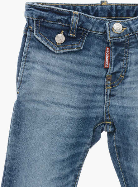 Blugi drepti DSQUARED2 Stonewashed Jeans With Logoed Buttons Blue Baieti (BM 19709027) 2