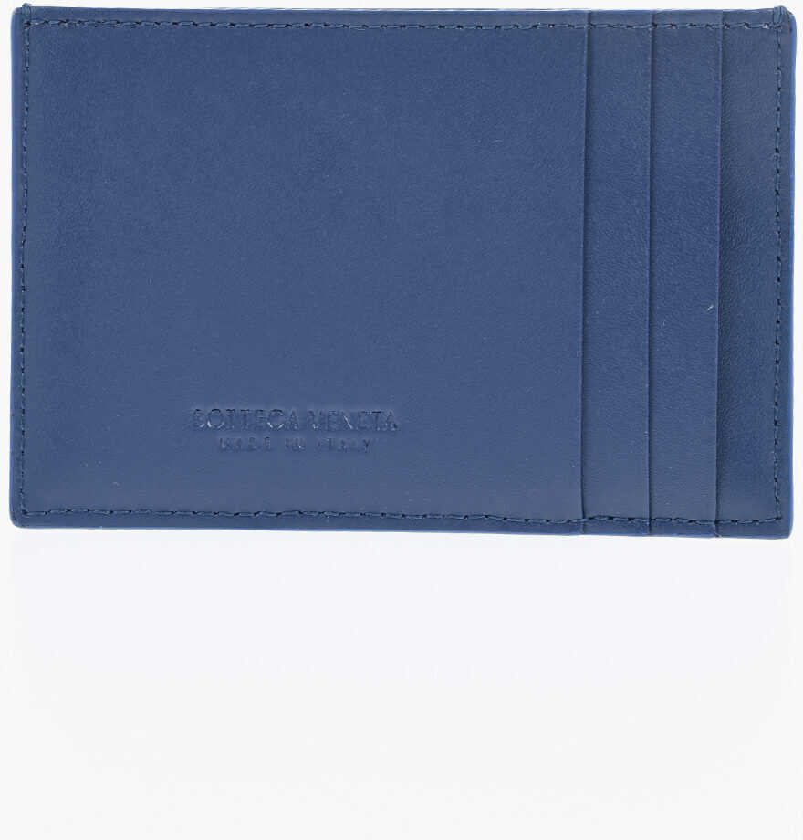 Portofele Bottega Veneta Braided Leather Color Block Card Holder Blue Barbati (BM 19709048) 2