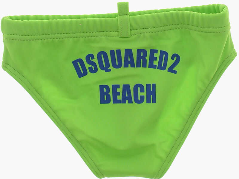 Chiloti DSQUARED2 Swim Brief With Printed Logo Green Baieti (BM 19709060) 3