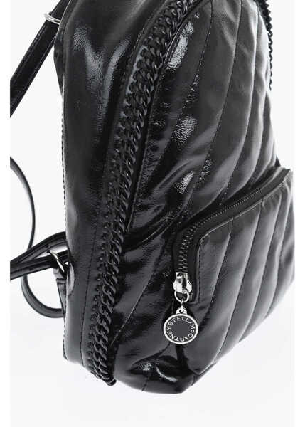 Rucsacuri Stella McCartney Quilted Patent Leather Backpack Black Femei (BM 19709069) 3