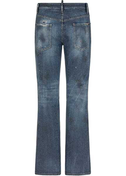 Blugi drepti DSQUARED2 Distressed Jeans With All-Over Studs Blue Barbati (BM 19709072) 2