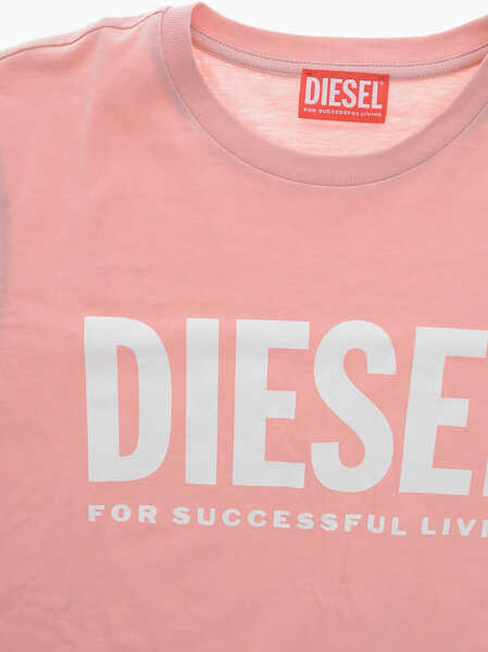 Tricouri Diesel Crew Neck Gim Cotton T-Shirt With Printed Logo Pink Baieti (BM 19709078) 2