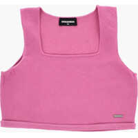 Bluze Solid-Colored Crop Top With A Square Neckline Baieti
