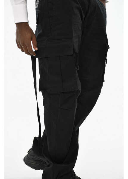 Pantaloni casual DSQUARED2 Icon Solid Color Cotton Cargo Pants Black Barbati (BM 19709090) 3