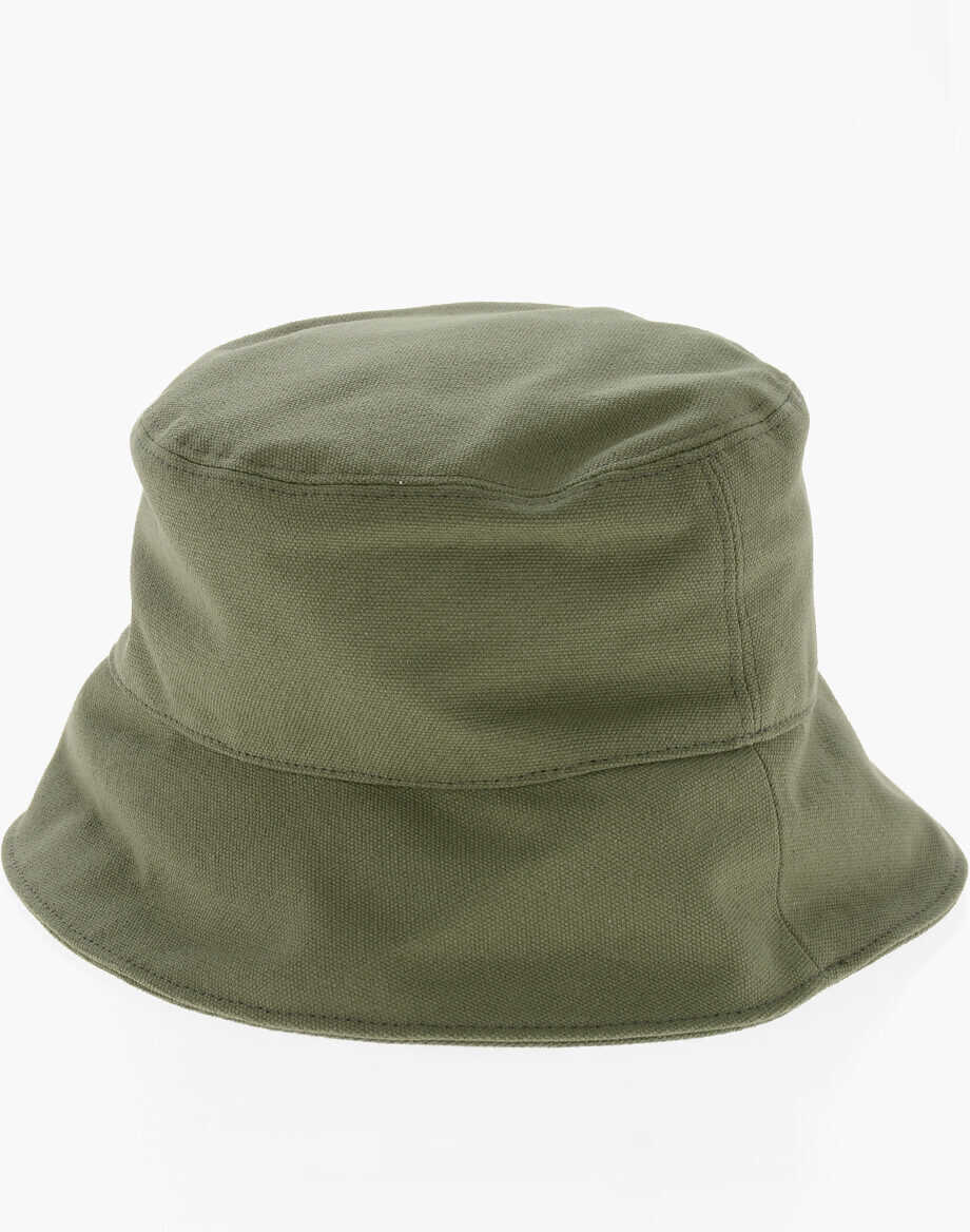 Caciuli Fendi Canvas Bucket Hat With Logo Patch Military Green Barbati (BM 19709093) 3