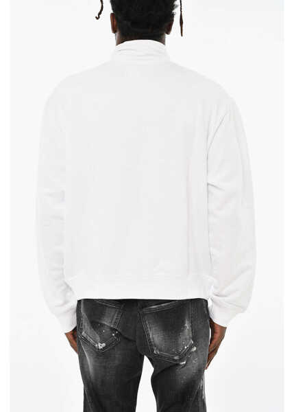 Bluze de trening DSQUARED2 Solid Color Sweatshirt With Zip Closure White Barbati (BM 19709111) 2