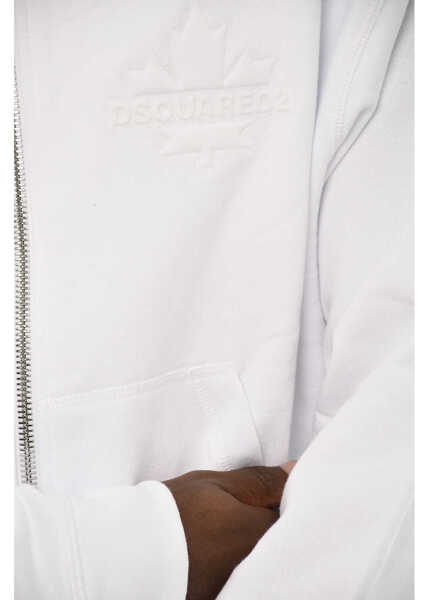 Bluze de trening DSQUARED2 Solid Color Sweatshirt With Zip Closure White Barbati (BM 19709111) 3