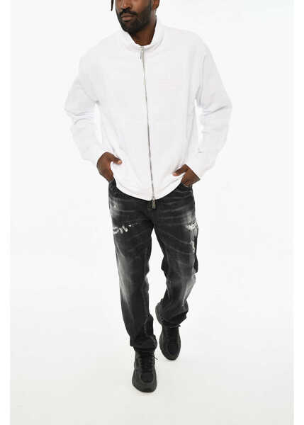 Bluze de trening DSQUARED2 Solid Color Sweatshirt With Zip Closure White Barbati (BM 19709111) 4