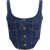 Self-Portrait Denim corset Top BLUE