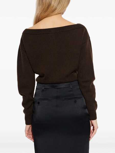 Cardigane Tom Ford Soft cashmere open-neck shrunken Cardigan CHOCOLATE TORTE Femei (BM 19709222) 4