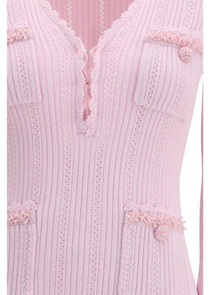 Rochii Self-Portrait Pearl trim knit mini Dress PINK Femei (BM 19709285) 3