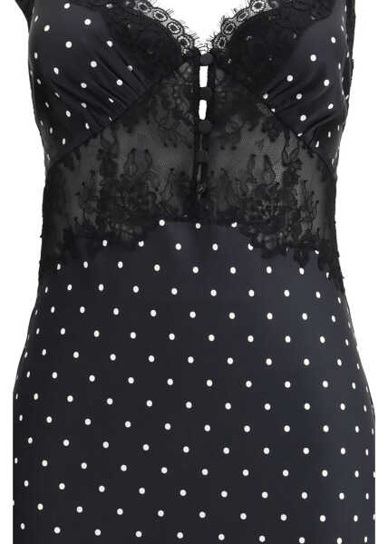 Rochii lungi Self-Portrait Polka dot satin maxi Dress BLACK AND WHITE Femei (BM 19709330) 3