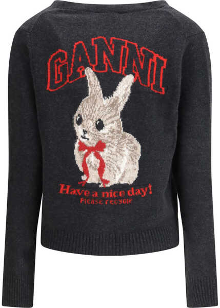 Cardigane Ganni Wool-blend Cardigan PHANTOM Femei (BM 19709363) 2