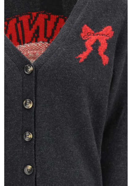 Cardigane Ganni Wool-blend Cardigan PHANTOM Femei (BM 19709363) 3