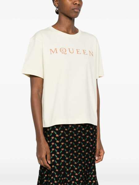 Tricouri Alexander McQueen Logo T-shirt GESSO Femei (BM 19709372) 3