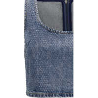 Topuri Self-Portrait Dama - Topuri Self-Portrait Rhinestone denim crop Top BLUE Femei (BM 19709381) - B-mall.ro