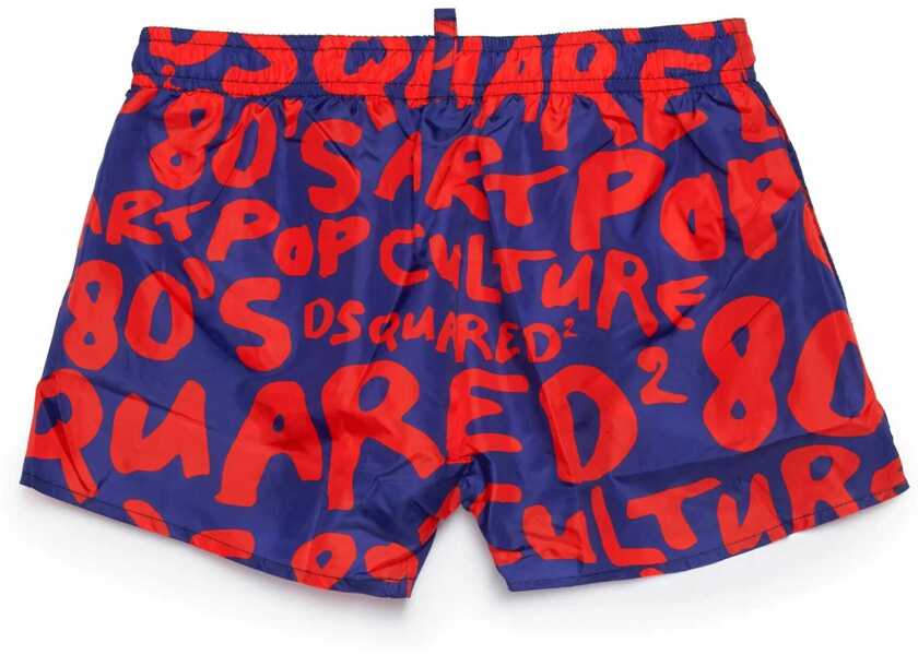 Sorturi de baie DSQUARED2 Boxer Swim Trunks With Monogram Motif Blue Baieti (BM 19709387) 2