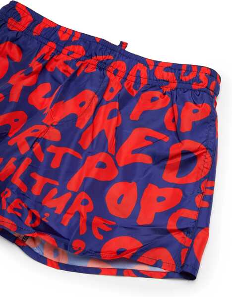 Sorturi de baie DSQUARED2 Boxer Swim Trunks With Monogram Motif Blue Baieti (BM 19709387) 3