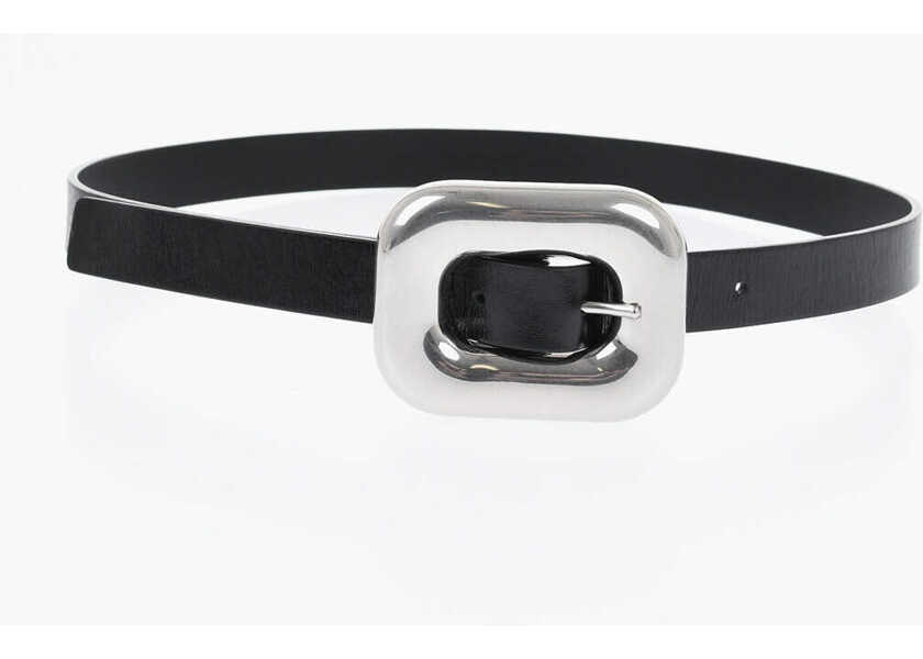 Curele Bottega Veneta Leather Slim Fit Belt With Maxi Buckle 20Mm Black Femei (BM 19709441) 2