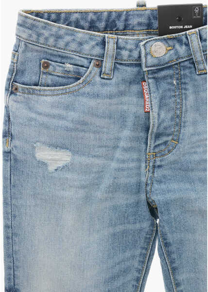 Blugi drepti DSQUARED2 Distressed Effect Boston Jeans Blue Baieti (BM 19709444) 2