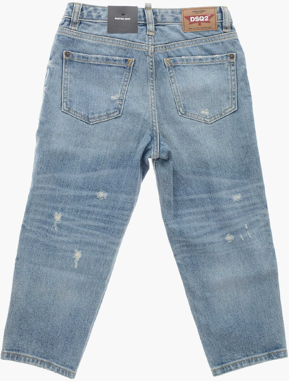 Blugi drepti DSQUARED2 Distressed Effect Boston Jeans Blue Baieti (BM 19709444) 3