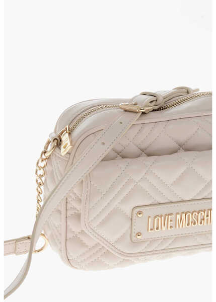Genti de umar Moschino Love Quilted Faux Leather Camera Bag Beige Femei (BM 19709447) 3