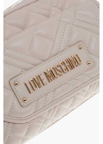 Genti de umar Moschino Love Quilted Faux Leather Camera Bag Beige Femei (BM 19709447) 4