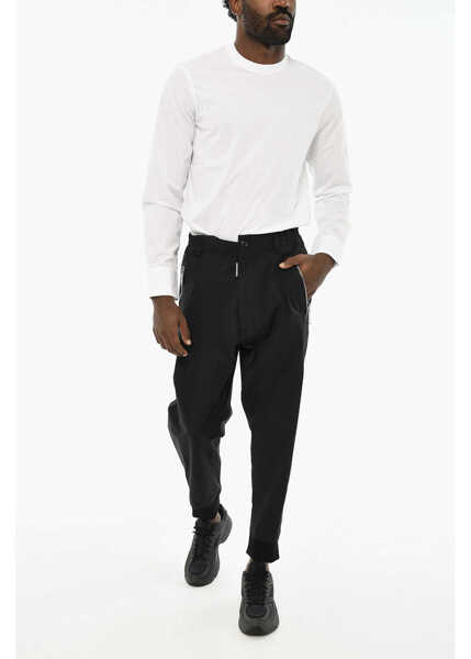 Pantaloni casual DSQUARED2 Solid Color Cotton Casual Pants Black Barbati (BM 19709465) 3