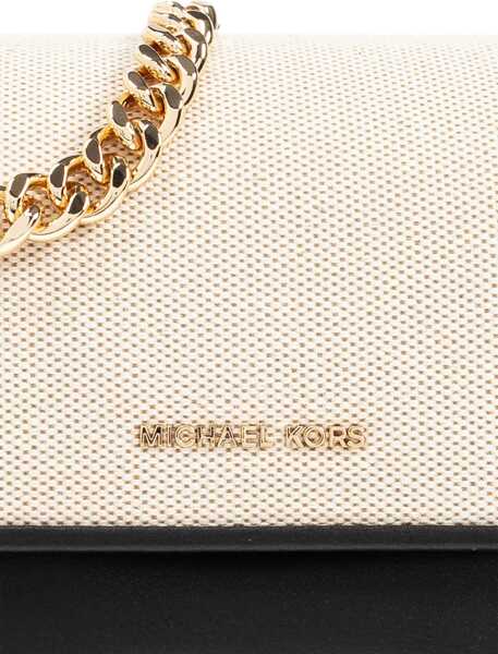 Genti de umar Michael Kors Michael Fabric Shoulder Bag With Leather Trim Beige Femei (BM 19709474) 5