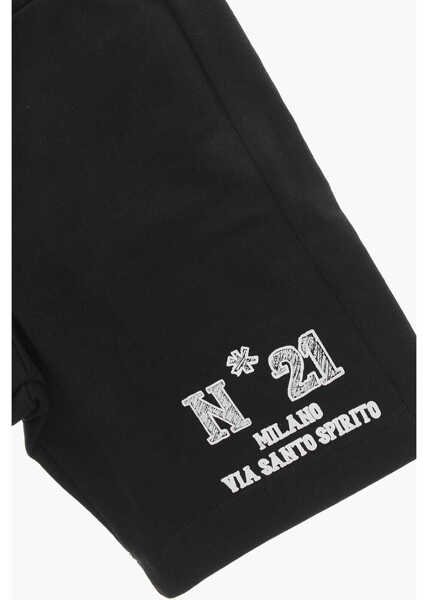 Pantaloni scurti N21 Kids Brushed Cotton Shorts With Printed Logo Black Baieti (BM 19709546) 2