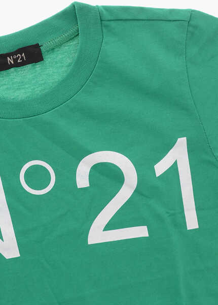 Tricouri N21 Kids Crew Neck Cotton T-Shirt With Front Logo Green Baieti (BM 19709552) 2