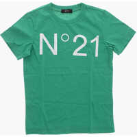 Tricouri Crew Neck Cotton T-Shirt With Front Logo Baieti