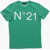 N&deg;21 Kids Crew Neck Cotton T-Shirt With Front Logo Green