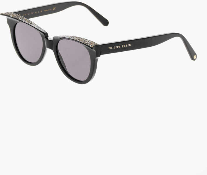 Ochelari de soare Philipp Plein Solid Color Cat-Eye Sunglasses With Glitter Details Black Femei (BM 19709591) 2