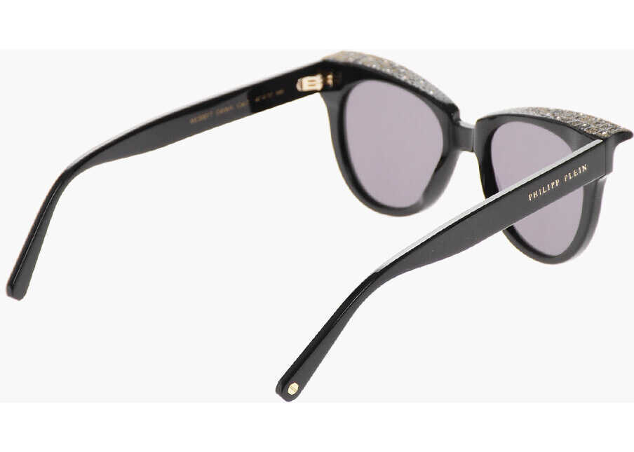 Ochelari de soare Philipp Plein Solid Color Cat-Eye Sunglasses With Glitter Details Black Femei (BM 19709591) 3