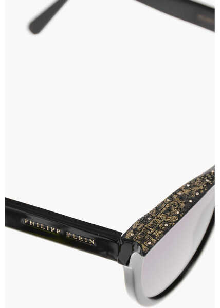 Ochelari de soare Philipp Plein Solid Color Cat-Eye Sunglasses With Glitter Details Black Femei (BM 19709591) 4