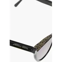 Ochelari de soare Philipp Plein Dama - Ochelari de soare Philipp Plein Solid Color Cat-Eye Sunglasses With Glitter Details Black Femei (BM 19709591) - B-mall.ro