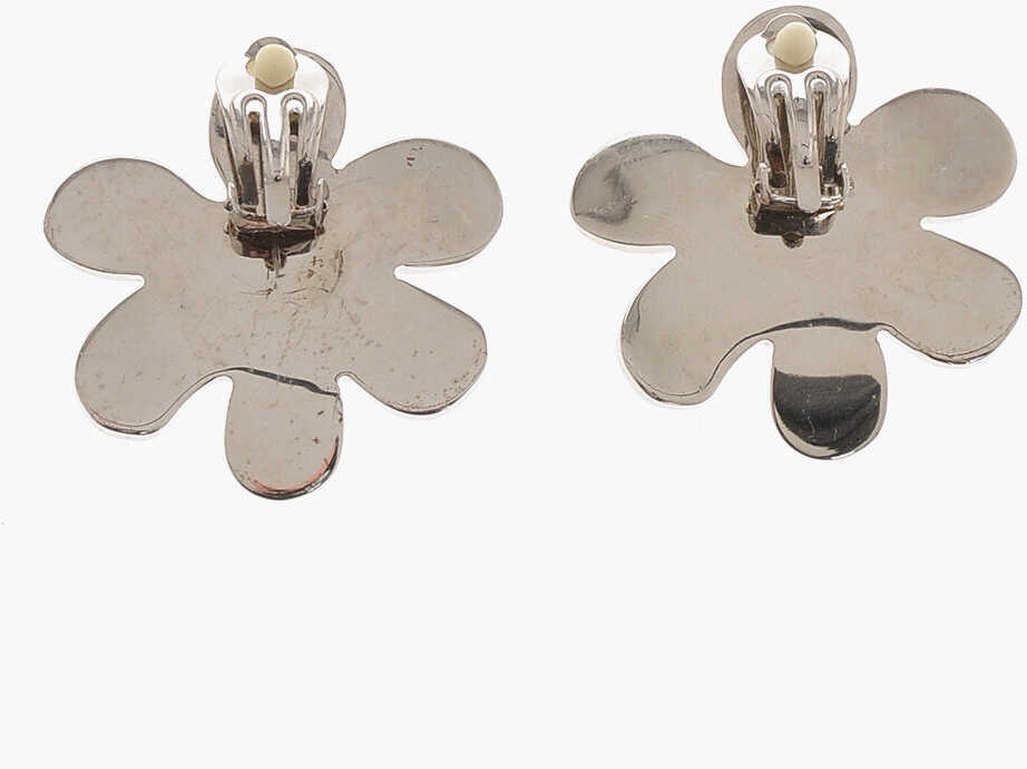 Cercei Marni Rhinestoned Flower Clip Earrings Silver Femei (BM 19709603) 2