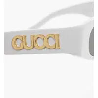 Ochelari de soare Gucci Dama - Ochelari de soare Gucci Oval Sunglasses With Embossed Maxi Logo White Femei (BM 19709615) - B-mall.ro