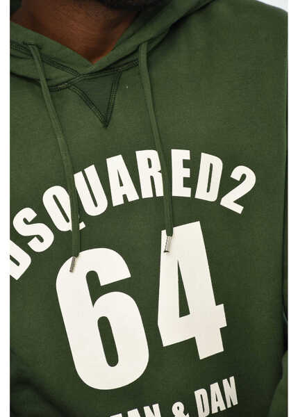 Bluze de trening DSQUARED2 Cotton Hoodie With Contrasting Print Green Barbati (BM 19709642) 3