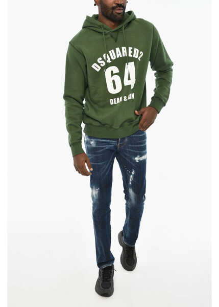Bluze de trening DSQUARED2 Cotton Hoodie With Contrasting Print Green Barbati (BM 19709642) 4