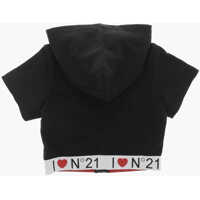 Topuri N&deg;21 Kids pentru Baieti - Bluze de trening N21 Kids Short-Sleeved Hoodie With Logoed Elastic Band Black Baieti (BM 19709744) - B-mall.ro