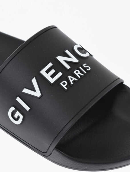 Sandale fara toc Givenchy Rubber Slides With Embossed Logo Black Femei (BM 19709747) 4